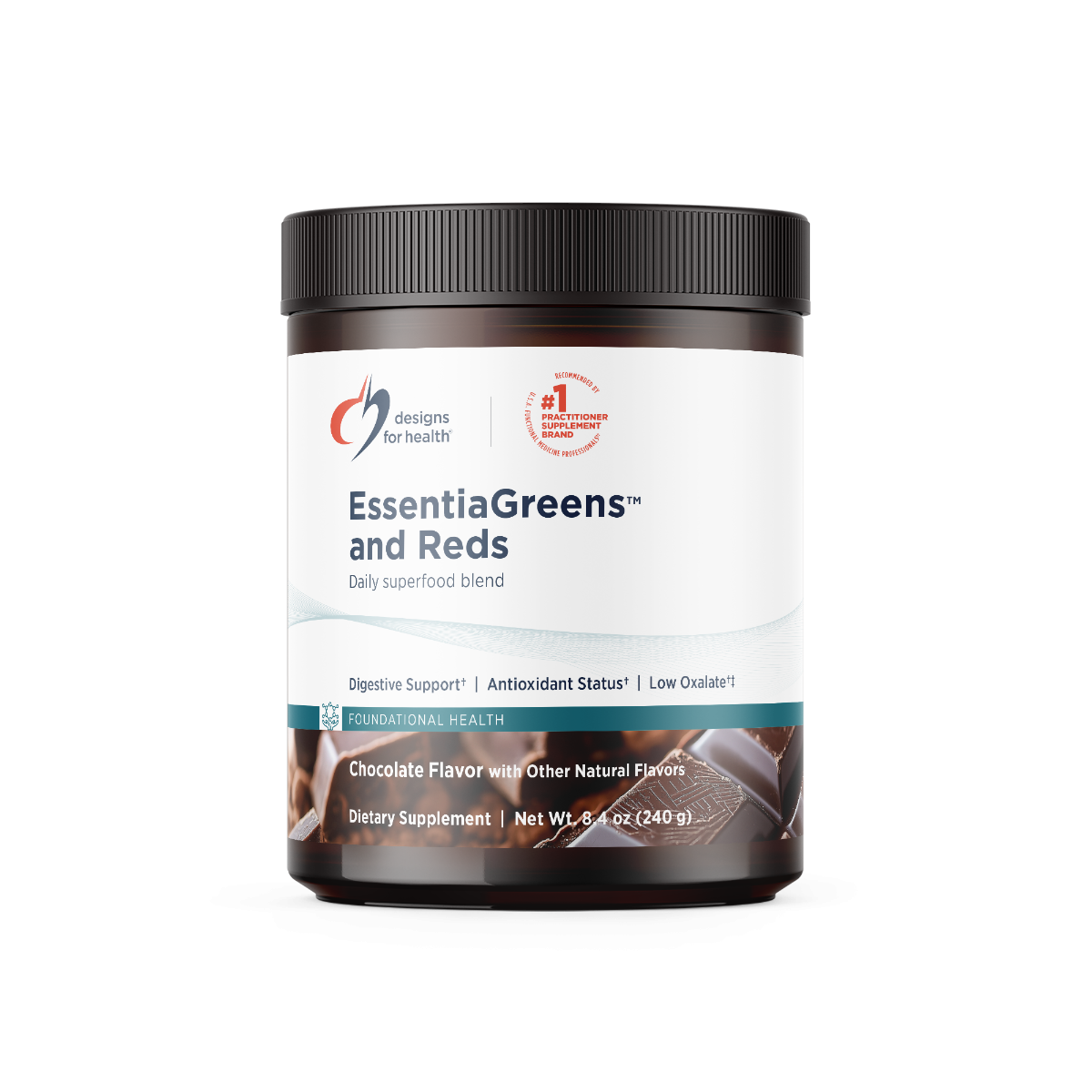 EssentiaGreens and Reds - Chocolate - 240g | Designs For Health