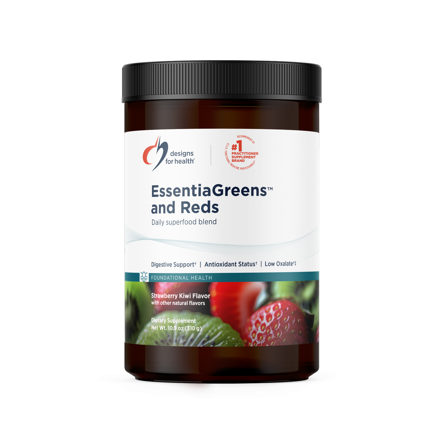 EssentiaGreens and Reds - Strawberry Kiwi - 310g | Designs For Health