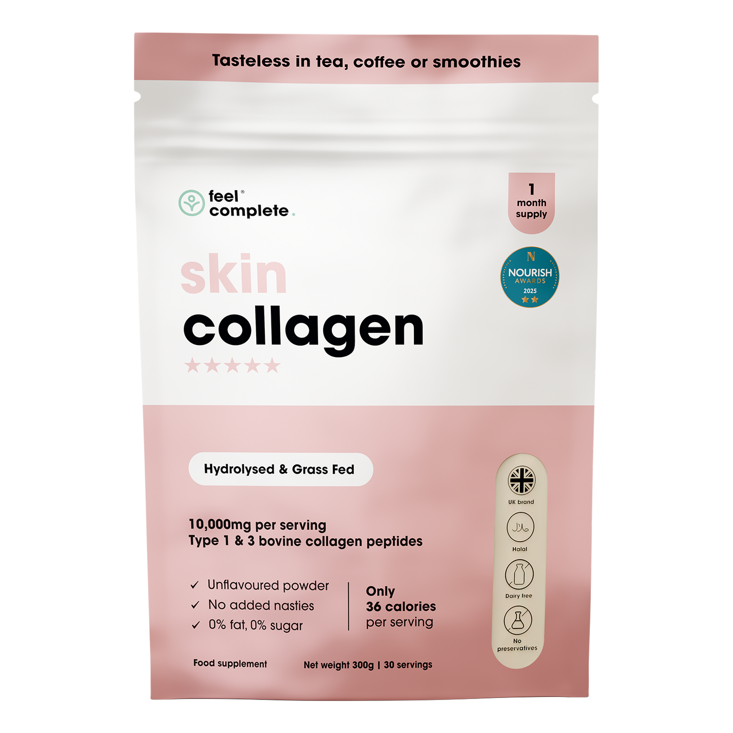 Skin Collagen - Grass Fed Collagen Peptides - 300g | Feel Complete