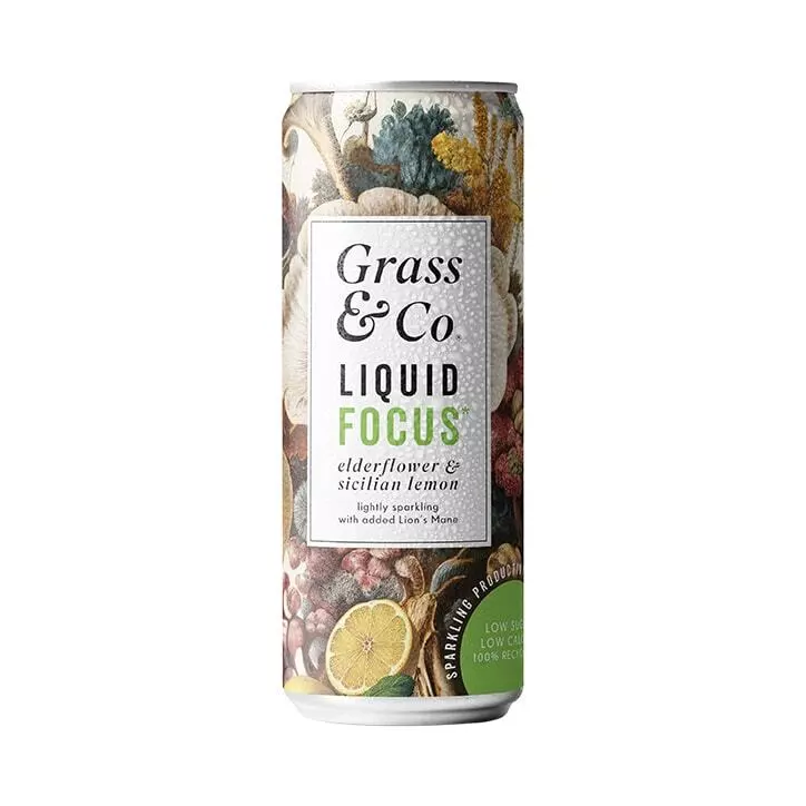 Liquid FOCUS Elderflower, Sicilian Lemon & Lion's Mane Nootropic Drink - 250ml | Grass and Co.