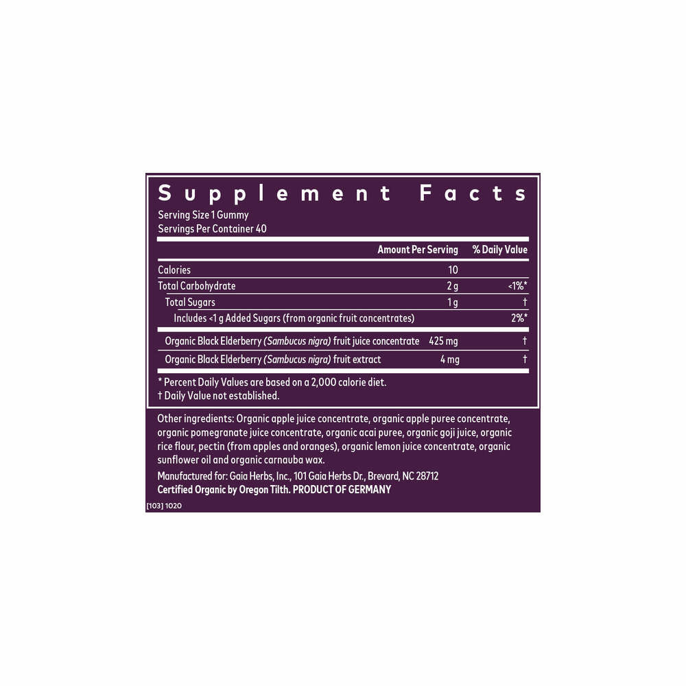 Black Elderberry Kids Daily Gummies - 40 Gummies | Gaia Herbs