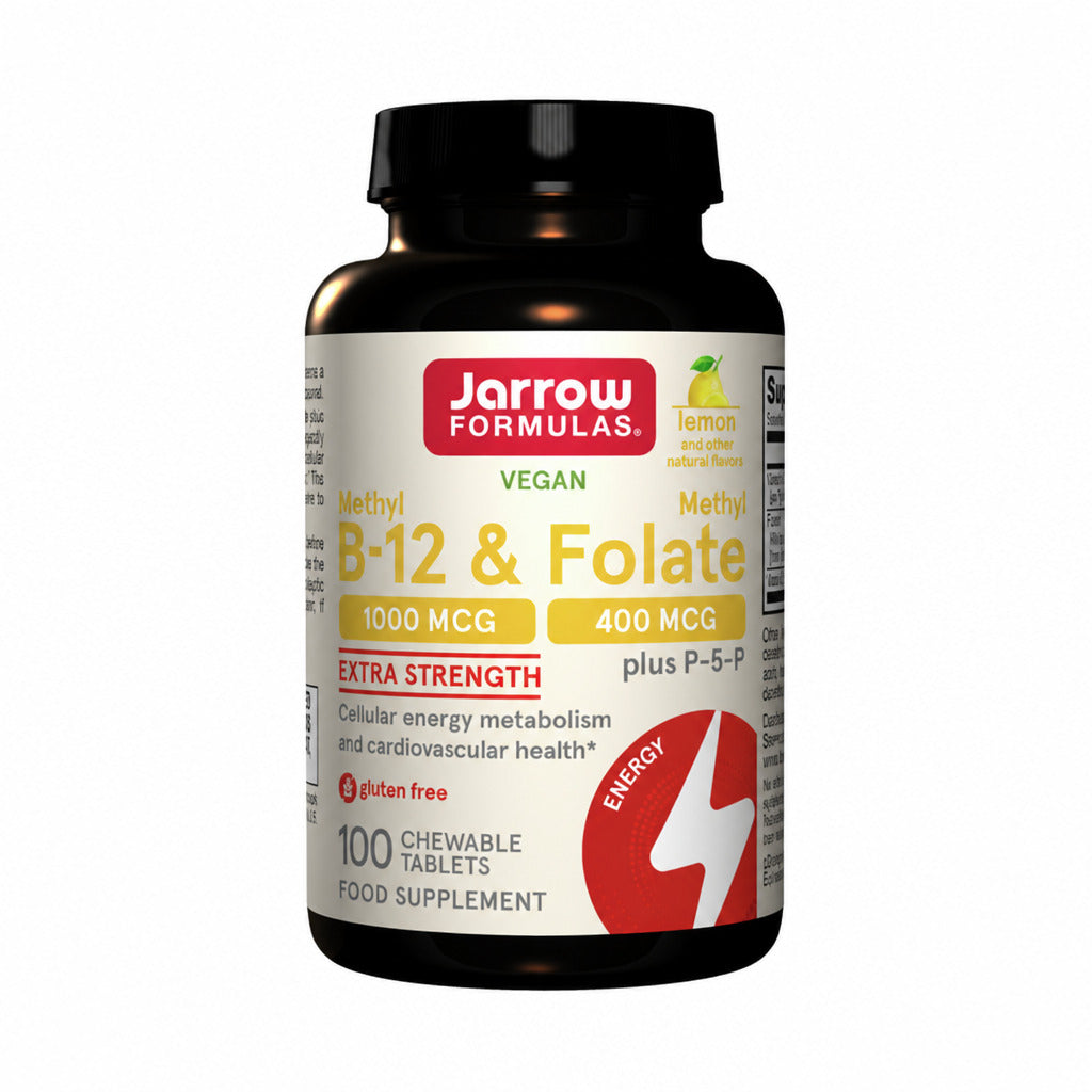 Methyl B-12 & Methyl Folate (Lemon Flavour) - 100 Chewable Tablets | Jarrow Formulas