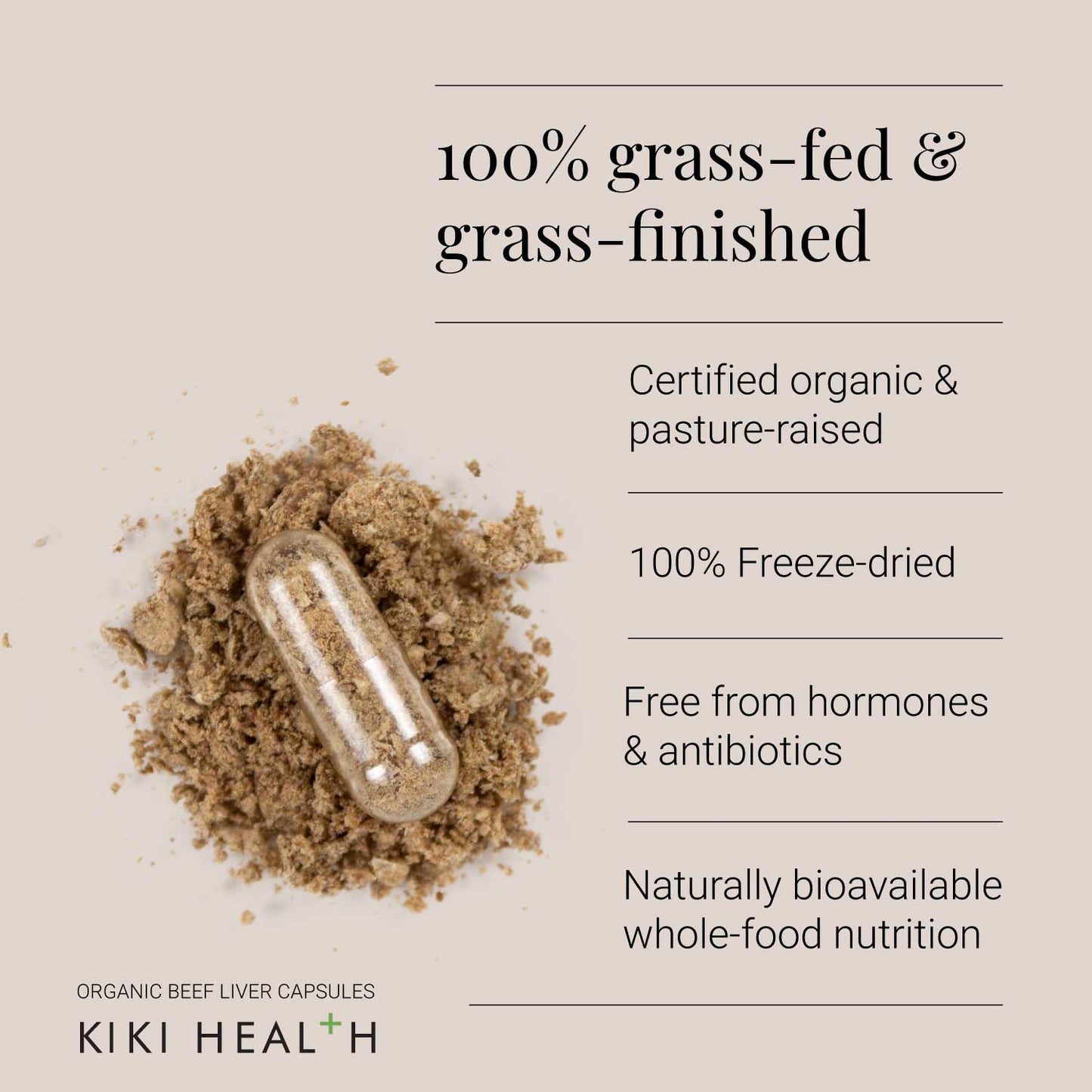 Organic Beef Liver 100% Grass-Fed - 180 Capsules | KIKI Health