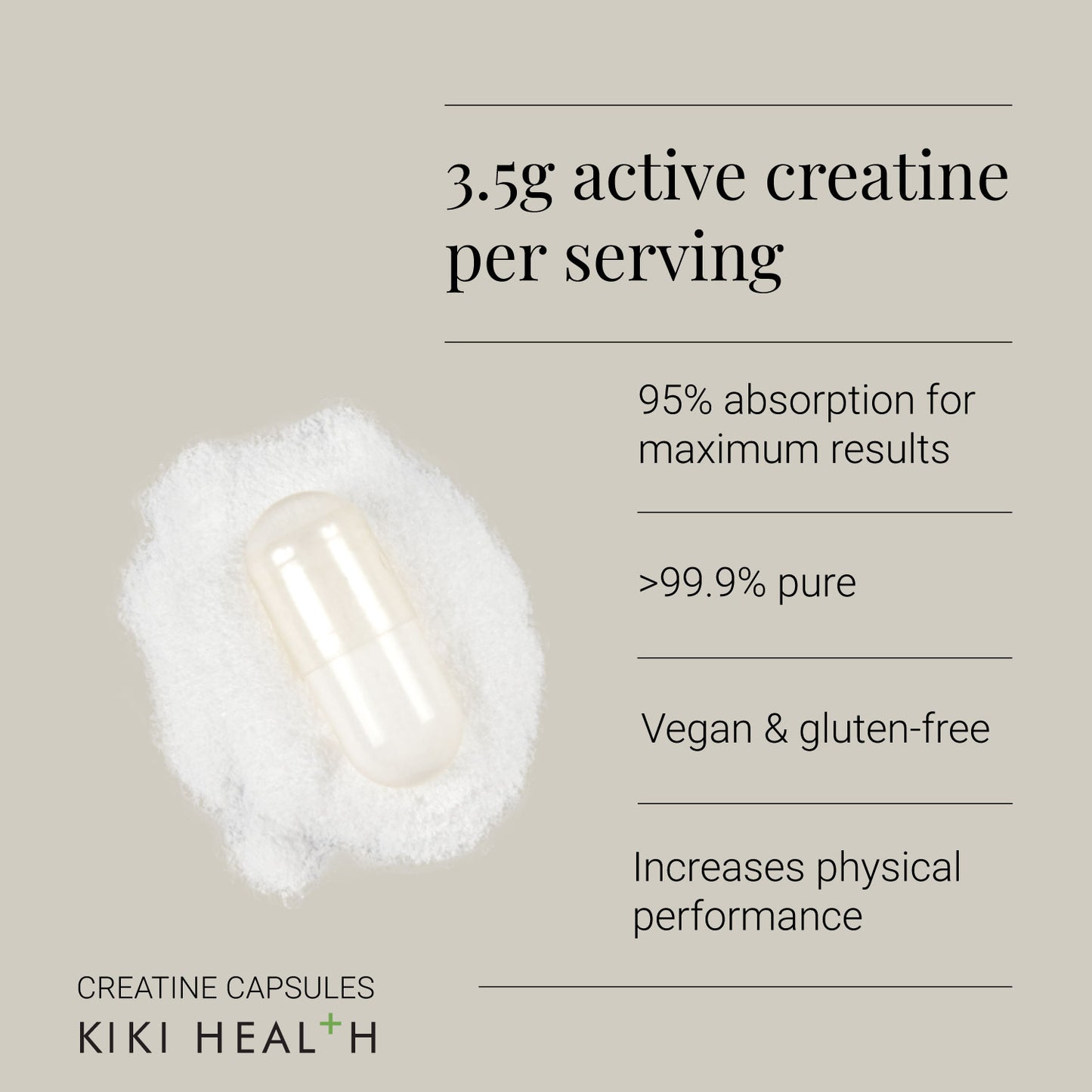 Creatine Monohydrate - 120 Capsules | KIKI Health