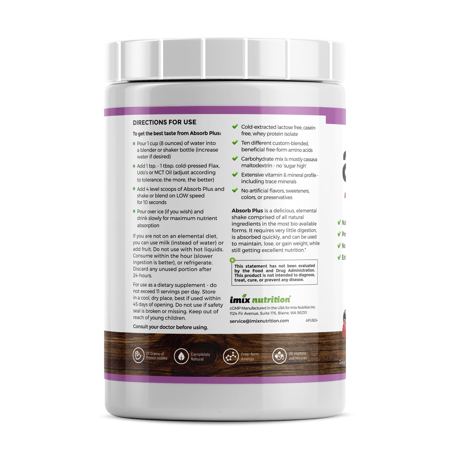 Absorb Plus Unsweetened Berry - 1kg | Imix Nutrition