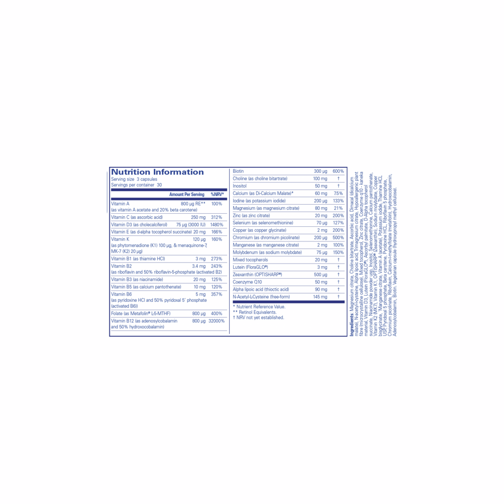PureGenomics UltraMultivitamin - 90 Capsules | Pure Encapsulations